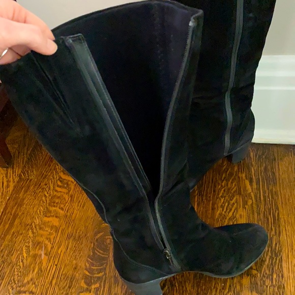 Clarks Black Suede All-Weather Heeled Boots - Picture 8 of 8